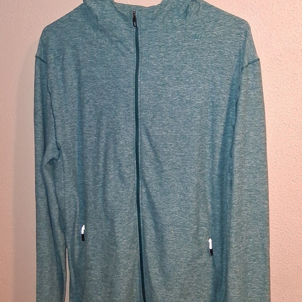 Lululemon Surge WarmHeather Green Teal Full Zip Hooded Athletic Top L